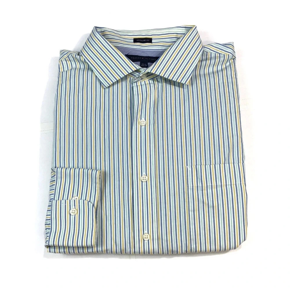 BF241 Men’s Tommy Hilfiger Regular Fit Dress Shirt 17.5 32/33 XL